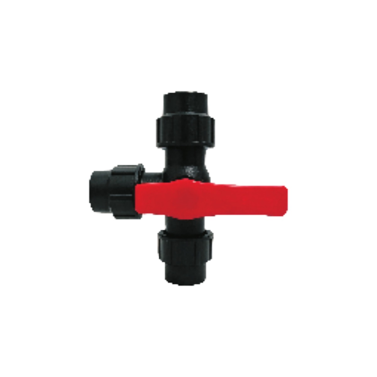 Black-Cap Three-Way PE Ball Valve