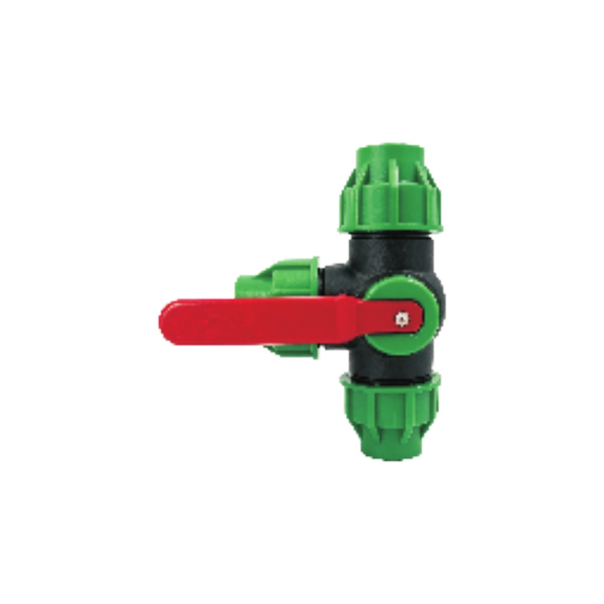 Green-Cap Three-Way PE Ball Valve