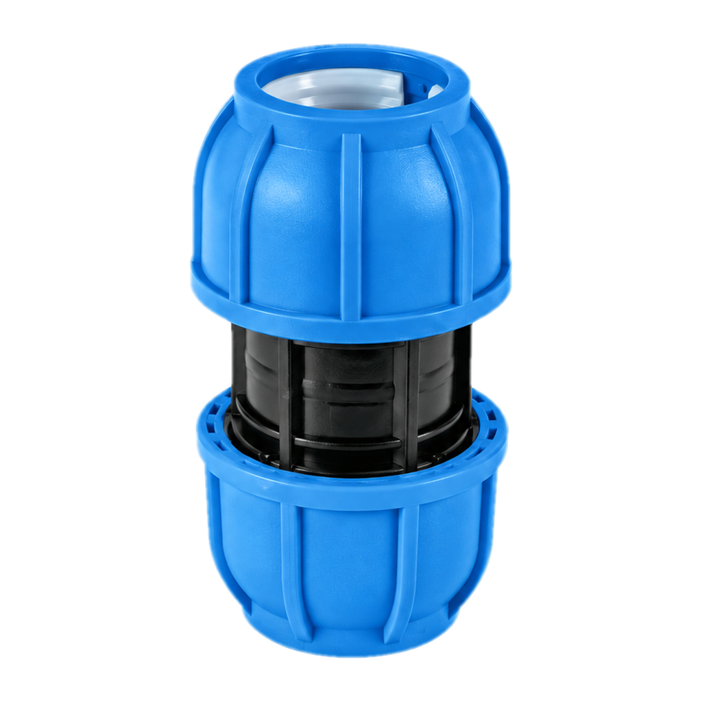 PP compression equal coupling for PE pipe